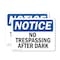 Signmission No Trespassing After Dark OSHA Notice Sign, Vinyl Decal, 14in W x 10in L, 2PK OS-2PACK-NS-D-1014-L-14905 - alternate 1